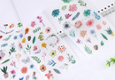 Watercolor Flowers Sticker Set - 6 Sheets