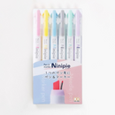 Sun-Star Ninipie Marker Pen & Highlighter - 6 Color Set - Pastel